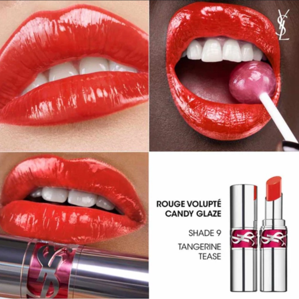 Yves Saint Laurent Rouge Volupté Candy Glaze Lipstick - Shade 9 Tangerine Tease